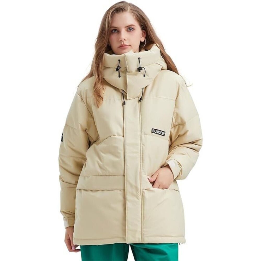 BUMDEEP‎ Womens Waterproof Ski Jacket Warm Winter Snow Coat, Oat, Small